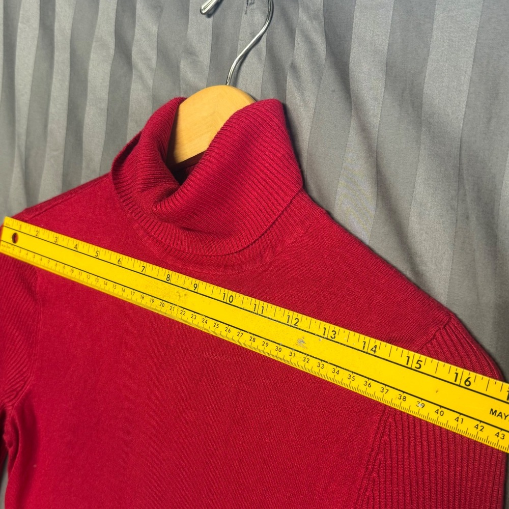 White House Black Market Red Turtleneck Sweater Buttons Size S - Picture 3 of 11